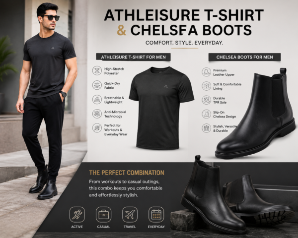 Men’s Athleisure T-Shirt – Lightweight Stretch Quick-Dry Sports & Casual T-Shirt